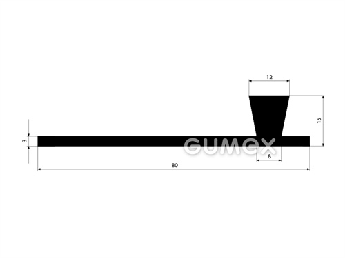 Geformtes Gummiprofil, 15x80mm, 60°ShA, EPDM, -40°C/+100°C, schwarz, 